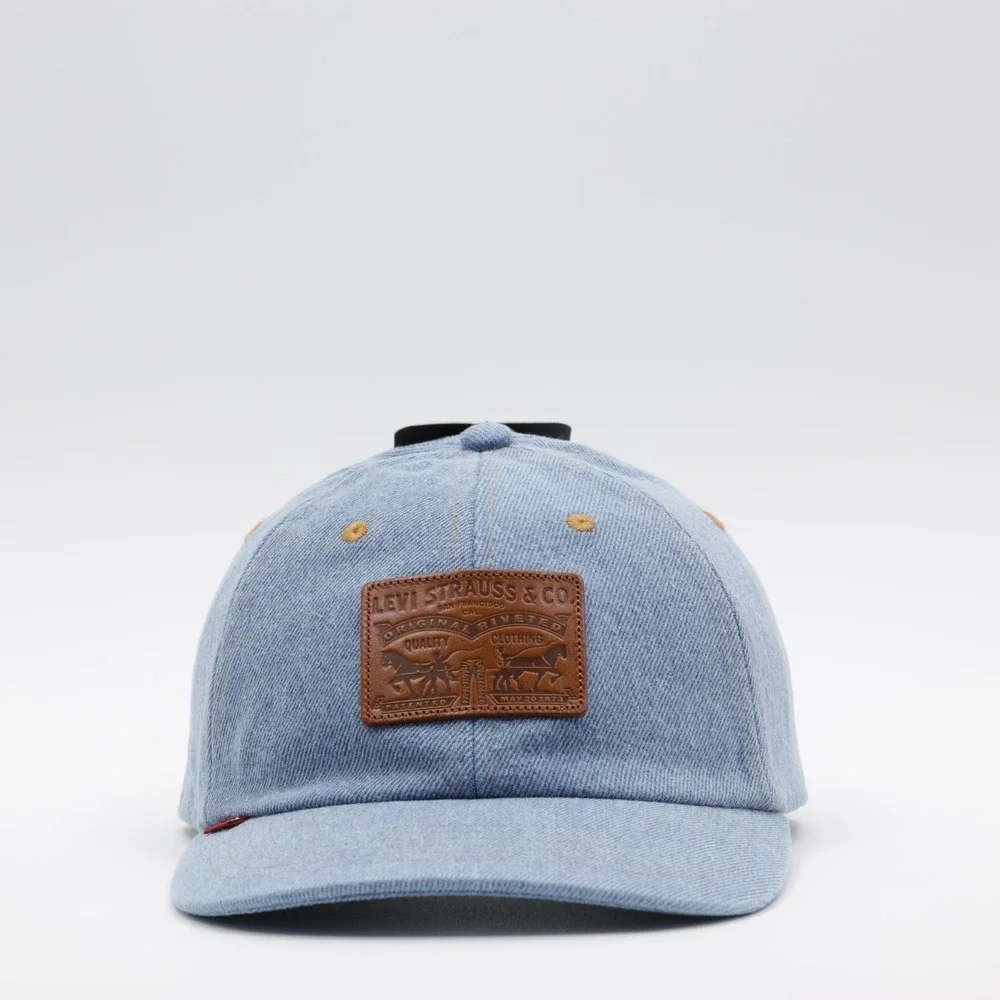 Levi's Men's Relaxed Adjustable Leather Patch Denim Dad Cap Light Blue One Size